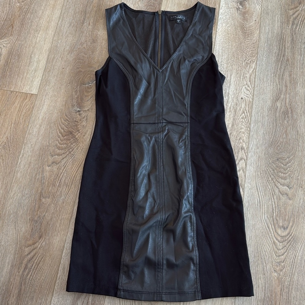 Sanctuary sleeveless with faux leather panel dress